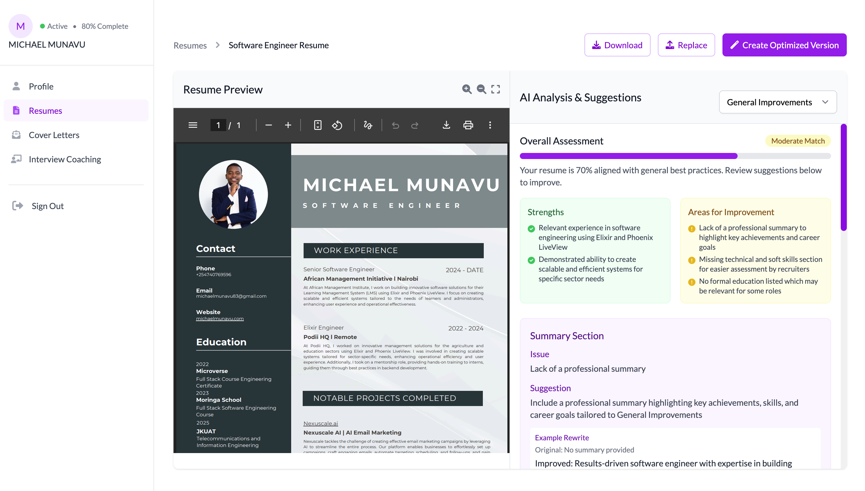 Resume Enhancement